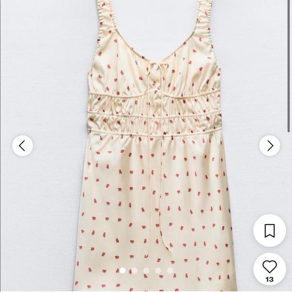Zara white cream mini dress with red flowers